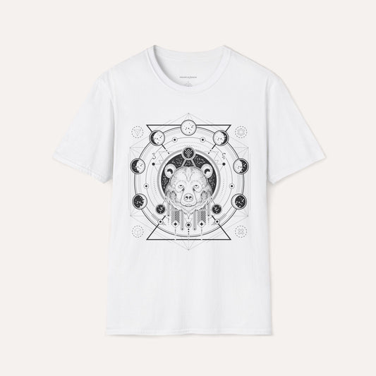 Celestial Bear Spirit T-Shirt – Sacred Geometry & Cosmic Design Tee