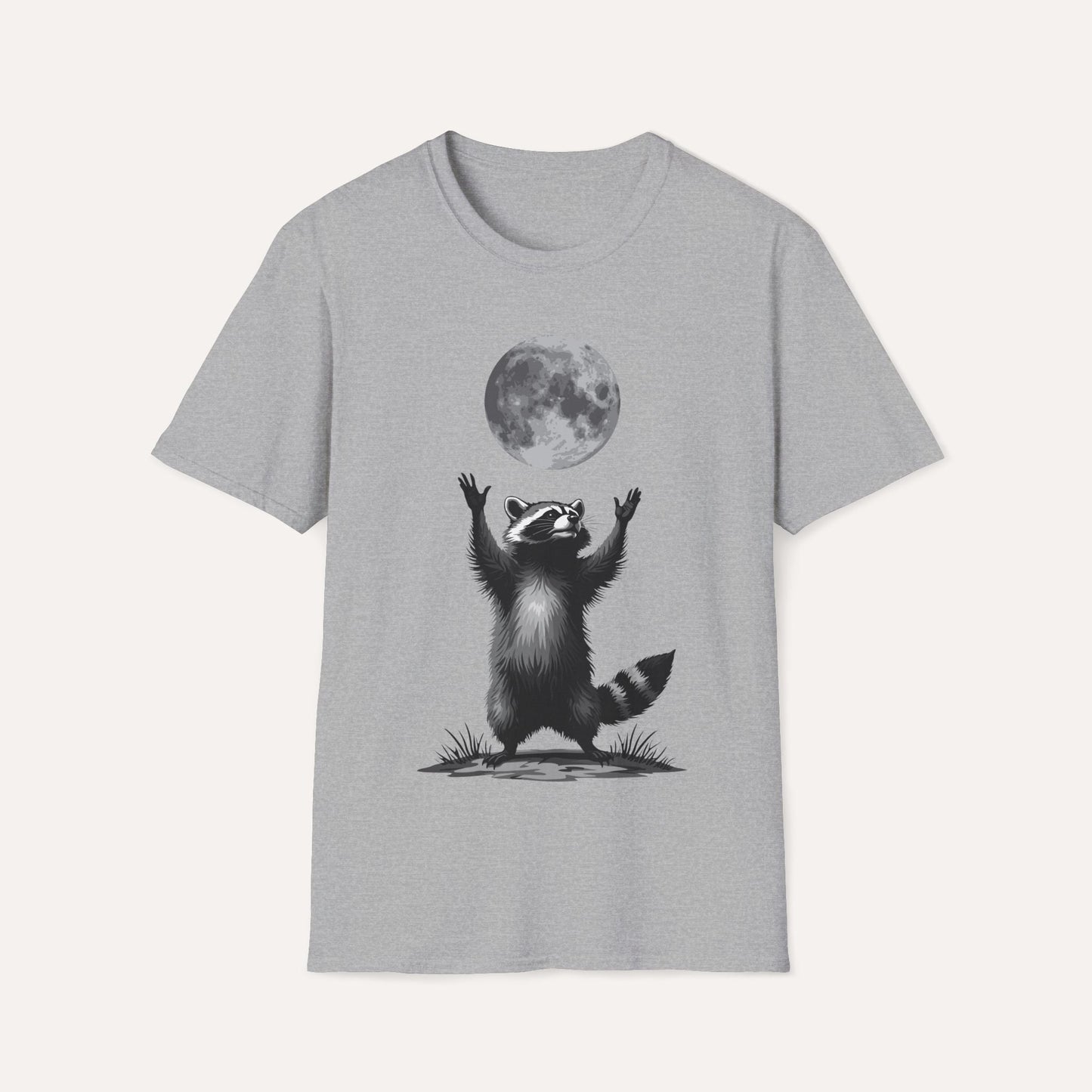 Moon Worship Raccoon T-Shirt – Funny Spiritual Animal Tee for Nature & Space Lovers