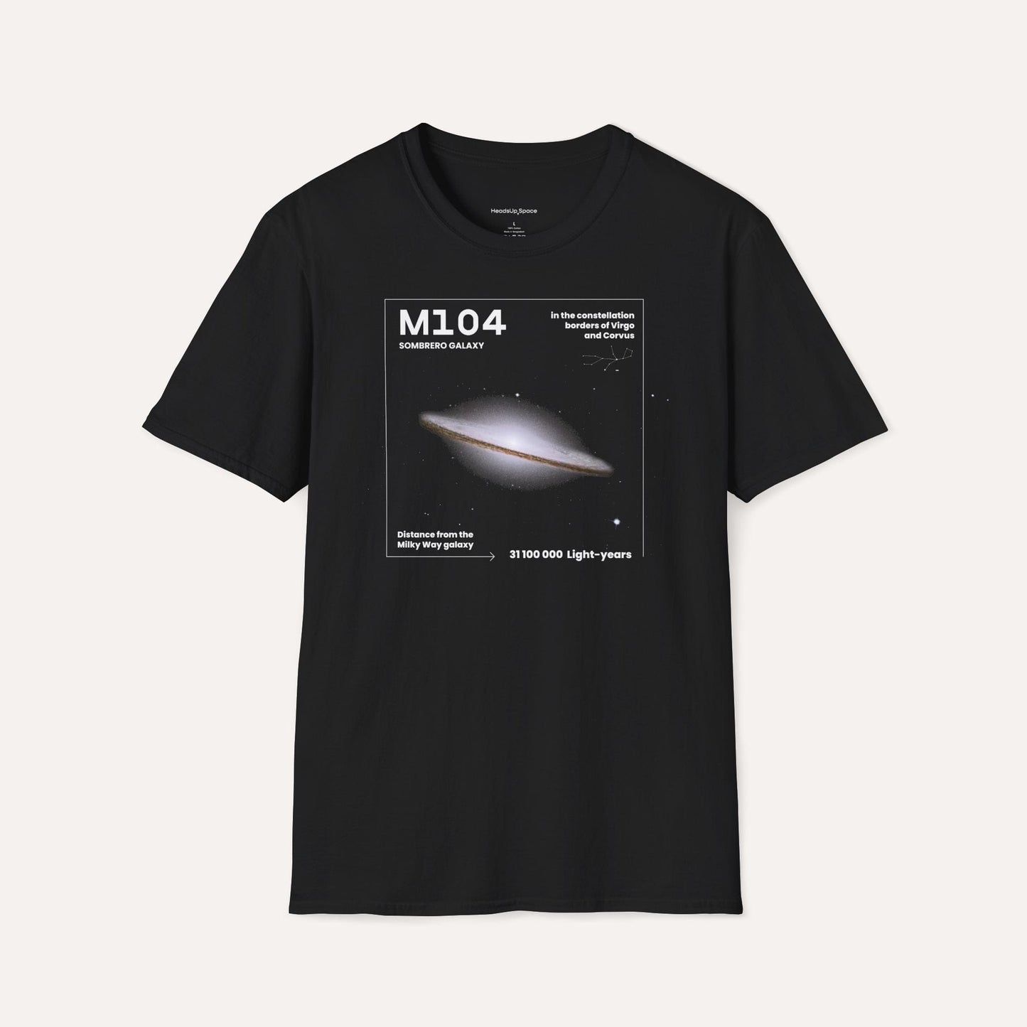 M104 Sombrero Galaxy T-Shirt – Constellation of Virgo & Corvus DE