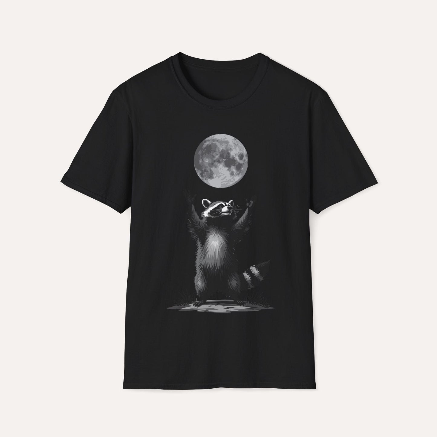 Moon Worship Raccoon T-Shirt – Funny Spiritual Animal Tee for Nature & Space Lovers