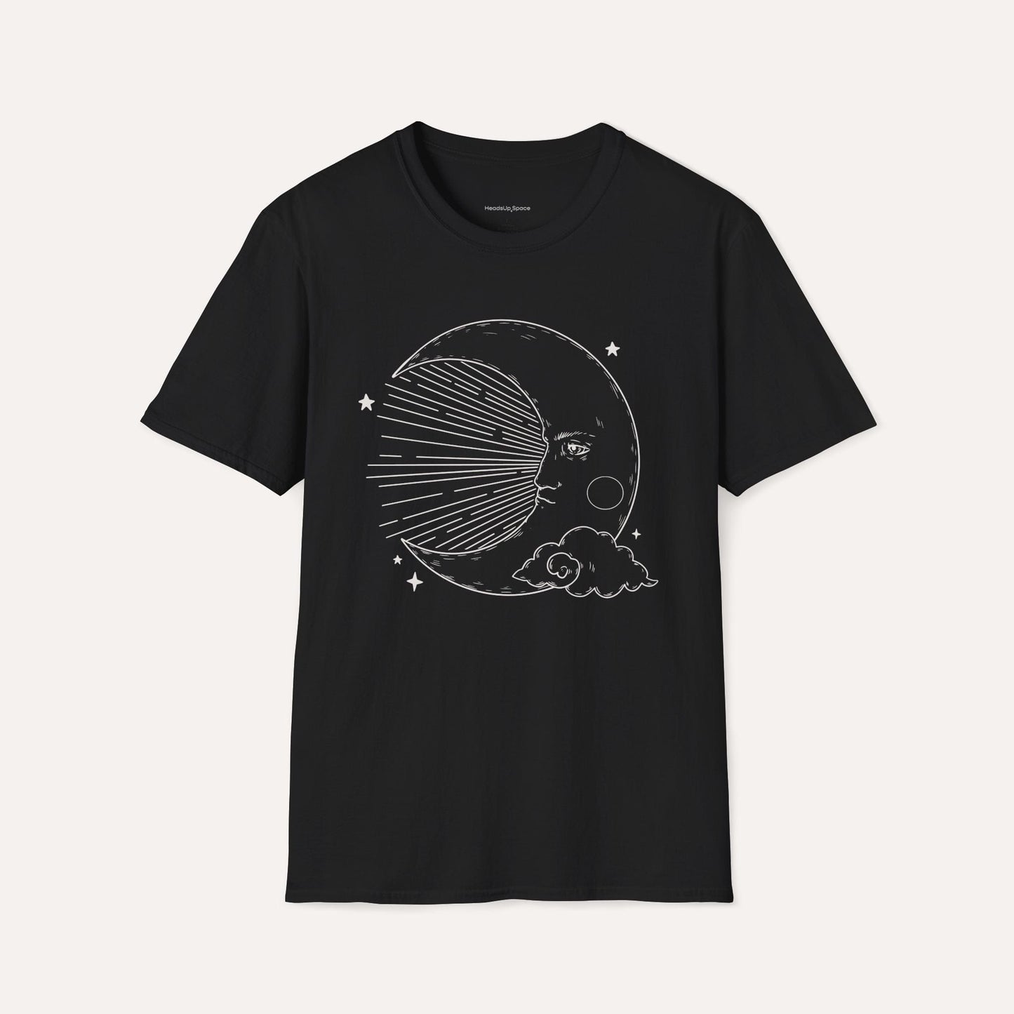 Vintage Moon Face T-Shirt – Celestial Line Art Tee for Dreamers & Stargazers