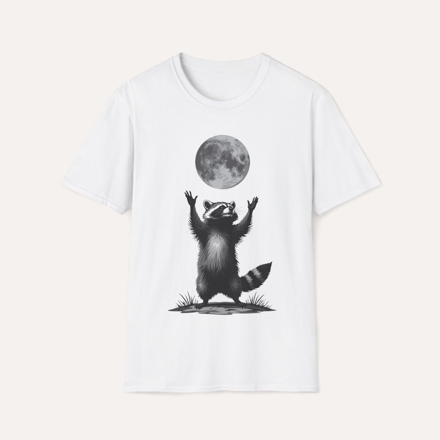 Moon Worship Raccoon T-Shirt – Funny Spiritual Animal Tee for Nature & Space Lovers