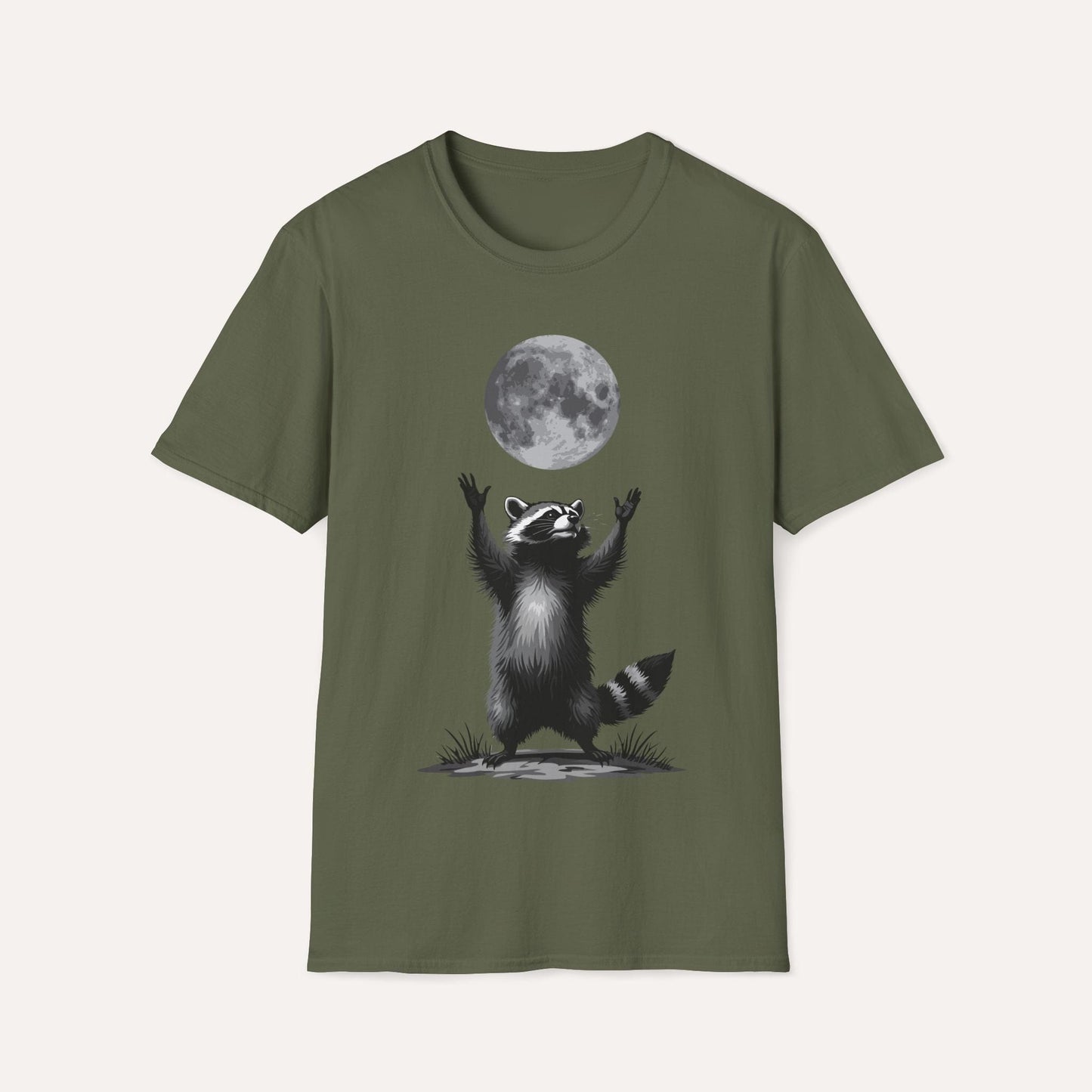 Moon Worship Raccoon T-Shirt – Funny Spiritual Animal Tee for Nature & Space Lovers