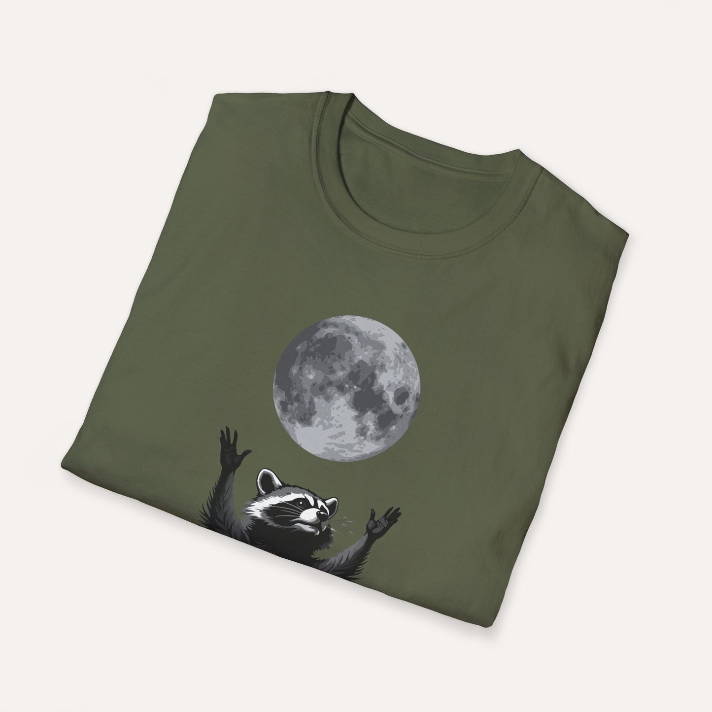 Moon Worship Raccoon T-Shirt – Funny Spiritual Animal Tee for Nature & Space Lovers