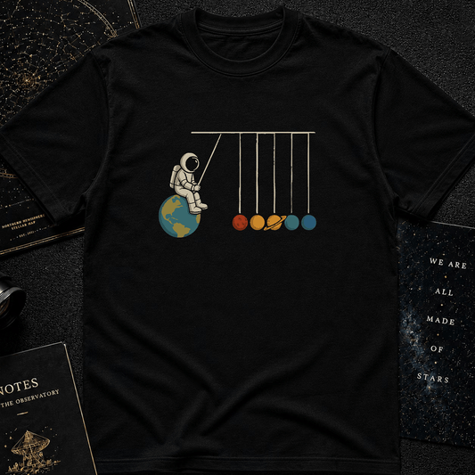 Newton's Space Cradle – Astronaut Planet Swing Tee