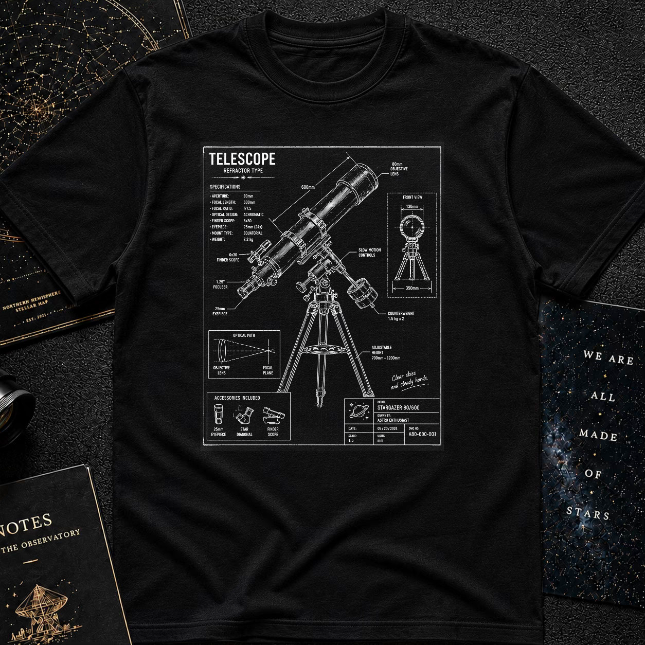 Telescope blue print T-Shirt