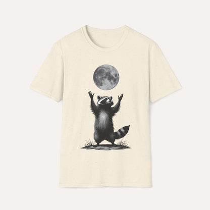 Moon Worship Raccoon T-Shirt – Funny Spiritual Animal Tee for Nature & Space Lovers