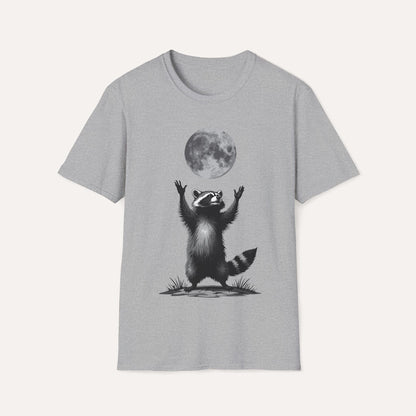 Moon Worship Raccoon T-Shirt – Funny Spiritual Animal Tee for Nature & Space Lovers