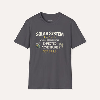 Solar System Review T-Shirt – Too Many Mondays Funny Space Tee