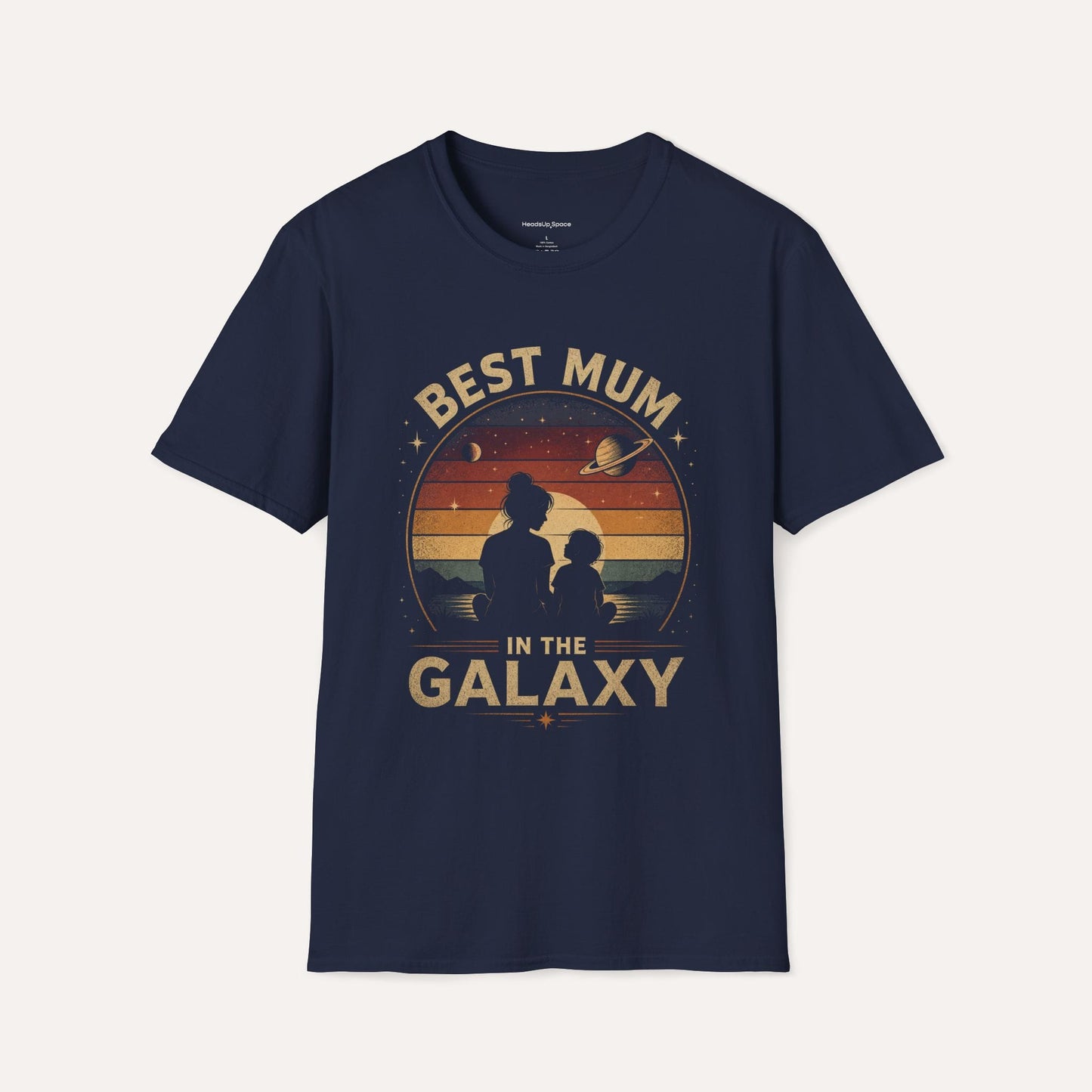 Best Mum in the Galaxy T-Shirt – Retro Sunset Mom & Child Silhouette, Space Gift