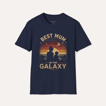 Best Mum in the Galaxy T-Shirt – Retro Sunset Mom & Child Silhouette, Space Gift