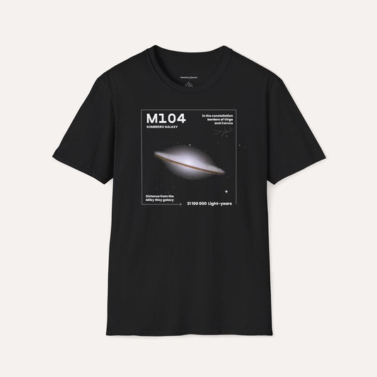 M104 Sombrero Galaxy T-Shirt – Constellation of Virgo & Corvus DE