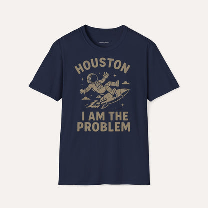 DE "Houston I Am The Problem" Funny Astronaut T-Shirt – Space Rocket Graphic Tee