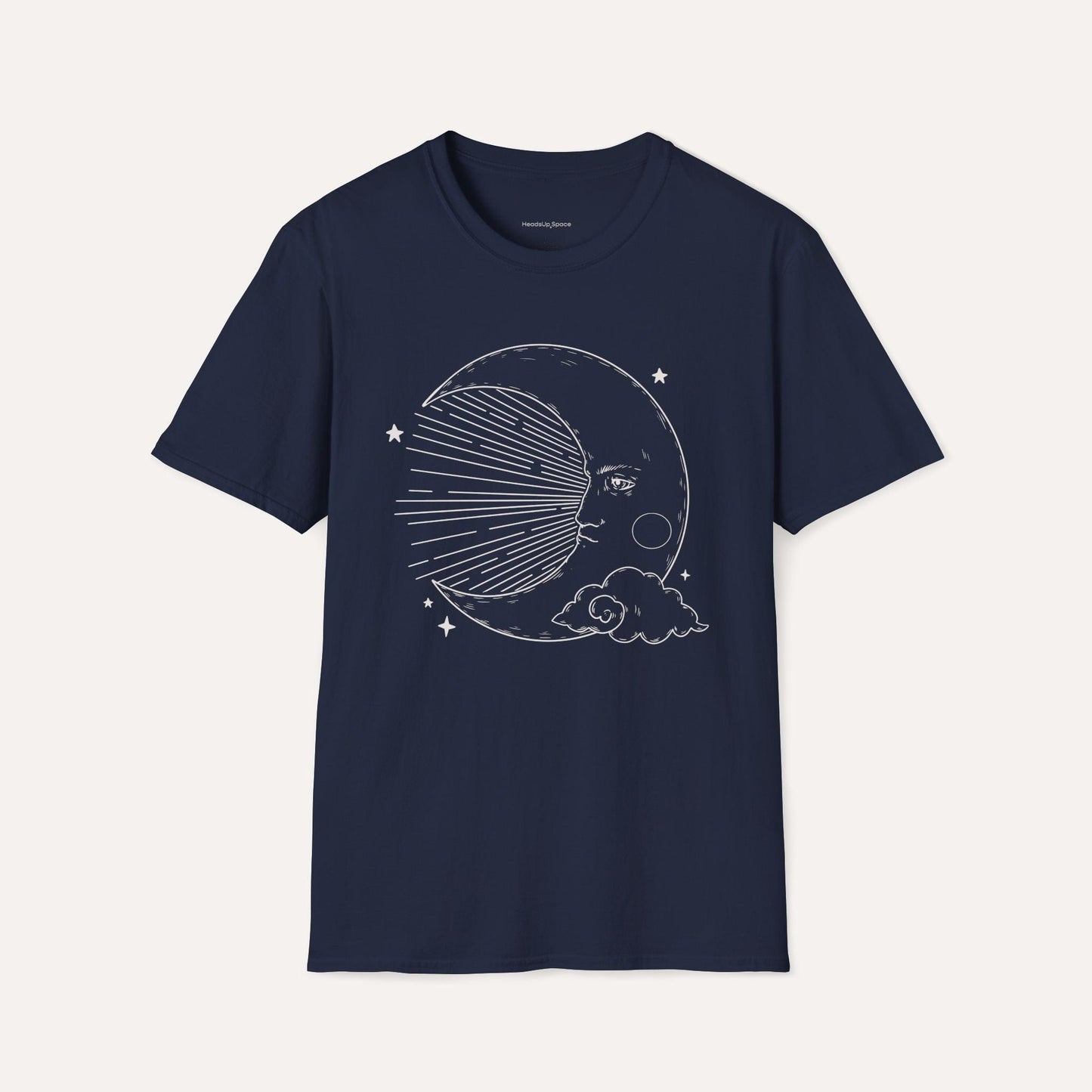 Vintage Moon Face T-Shirt – Celestial Line Art Tee for Dreamers & Stargazers