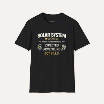 Solar System Review T-Shirt – Too Many Mondays Funny Space Tee