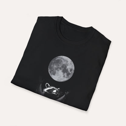 Moon Worship Raccoon T-Shirt – Funny Spiritual Animal Tee for Nature & Space Lovers