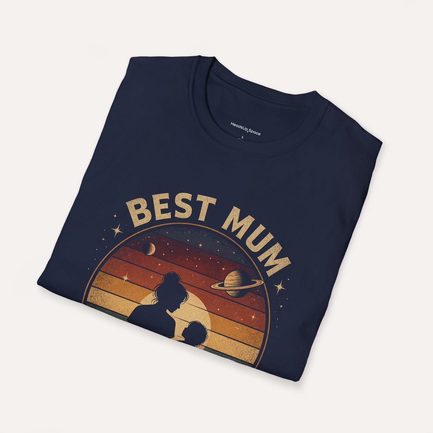 Best Mum in the Galaxy T-Shirt – Retro Sunset Mom & Child Silhouette, Space Gift