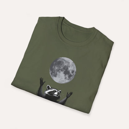 Moon Worship Raccoon T-Shirt – Funny Spiritual Animal Tee for Nature & Space Lovers