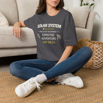 Solar System Review T-Shirt – Too Many Mondays Funny Space Tee