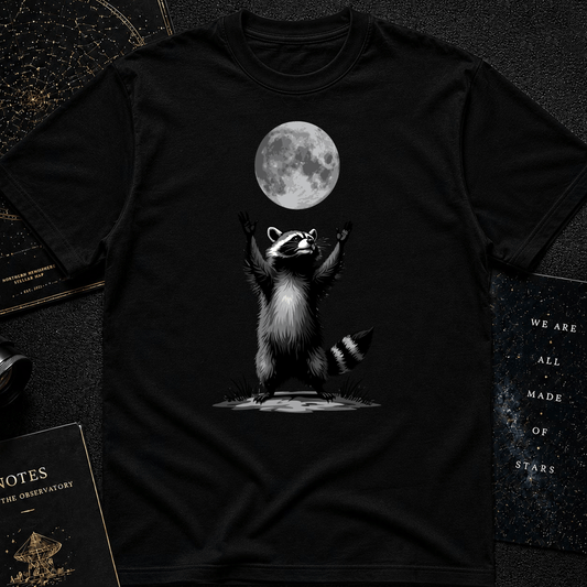 Moon Worship Raccoon T-Shirt – Funny Spiritual Animal Tee for Nature & Space Lovers