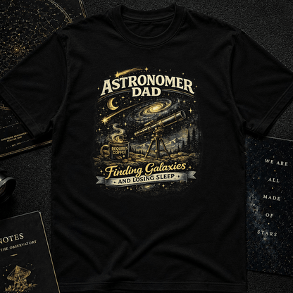 Funny Astronomer Dad T-Shirt – Space Lover Telescope Galaxy Dad Tee