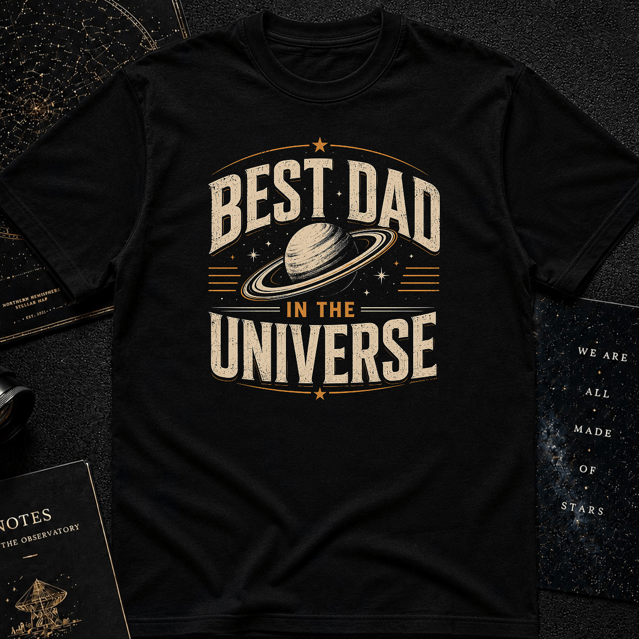 Retro Space Dad Shirt – Vintage Planet Graphic Tee for Fathers