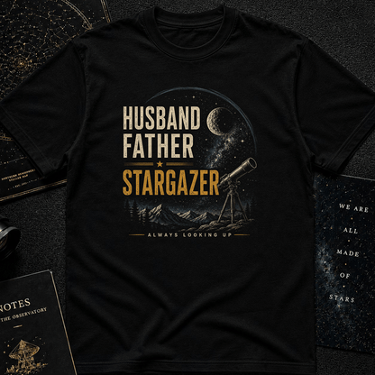 Husband Father Stargazer T-Shirt – Astronomy Dad Gift
