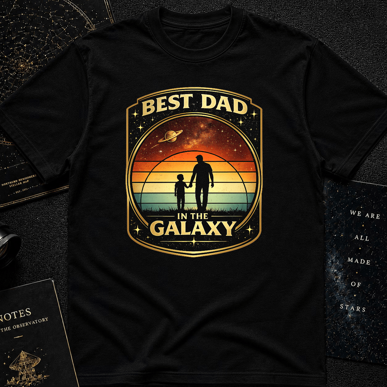 Best Dad in the Galaxy T-Shirt – Retro Space Lover Gift for Dad