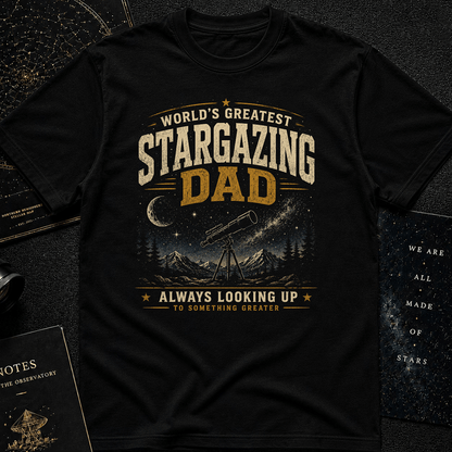 World’s Greatest Stargazer Dad Shirt – Telescope Graphic Tee