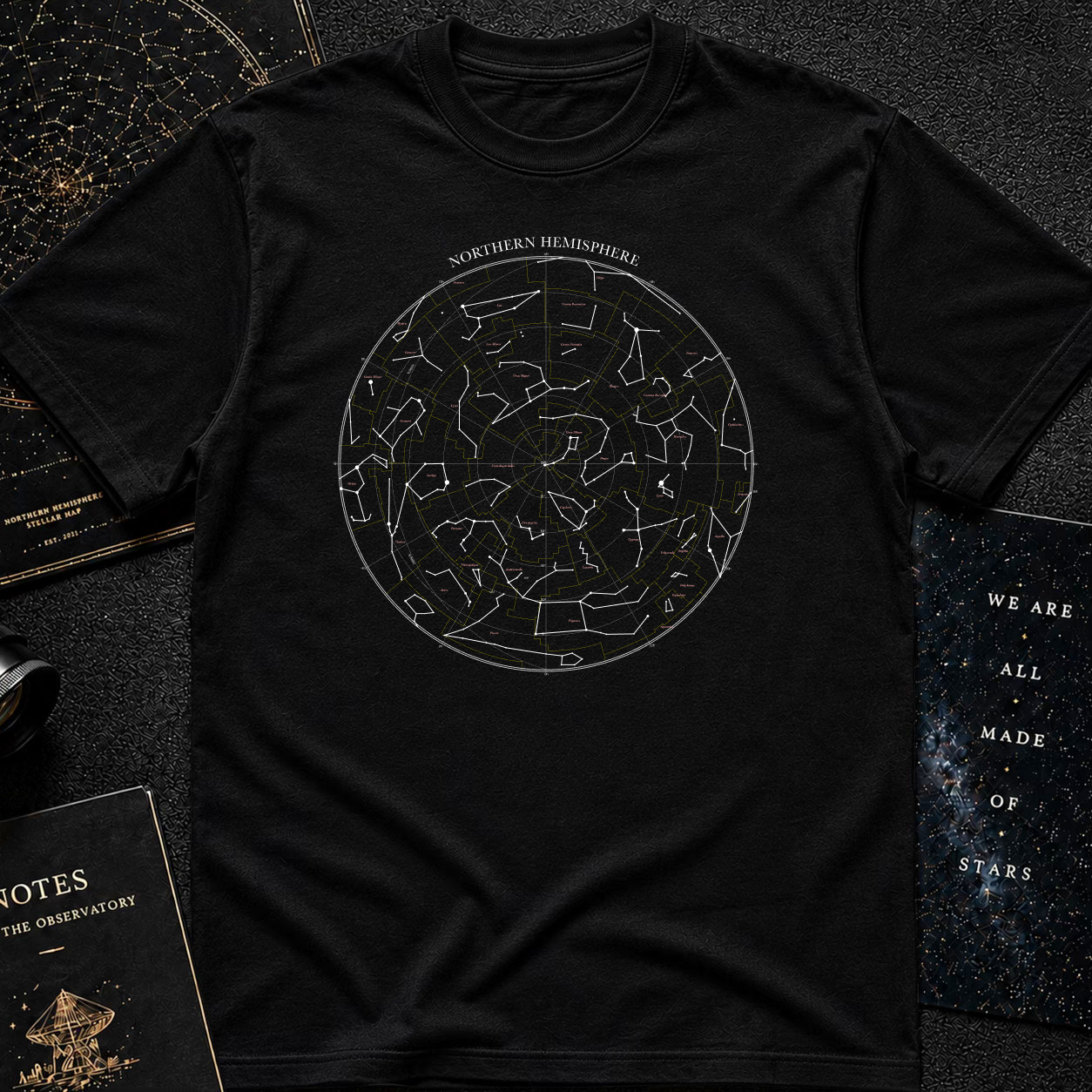 Northern Hemisphere Star Map T-Shirt – Constellation Sky Chart Tee