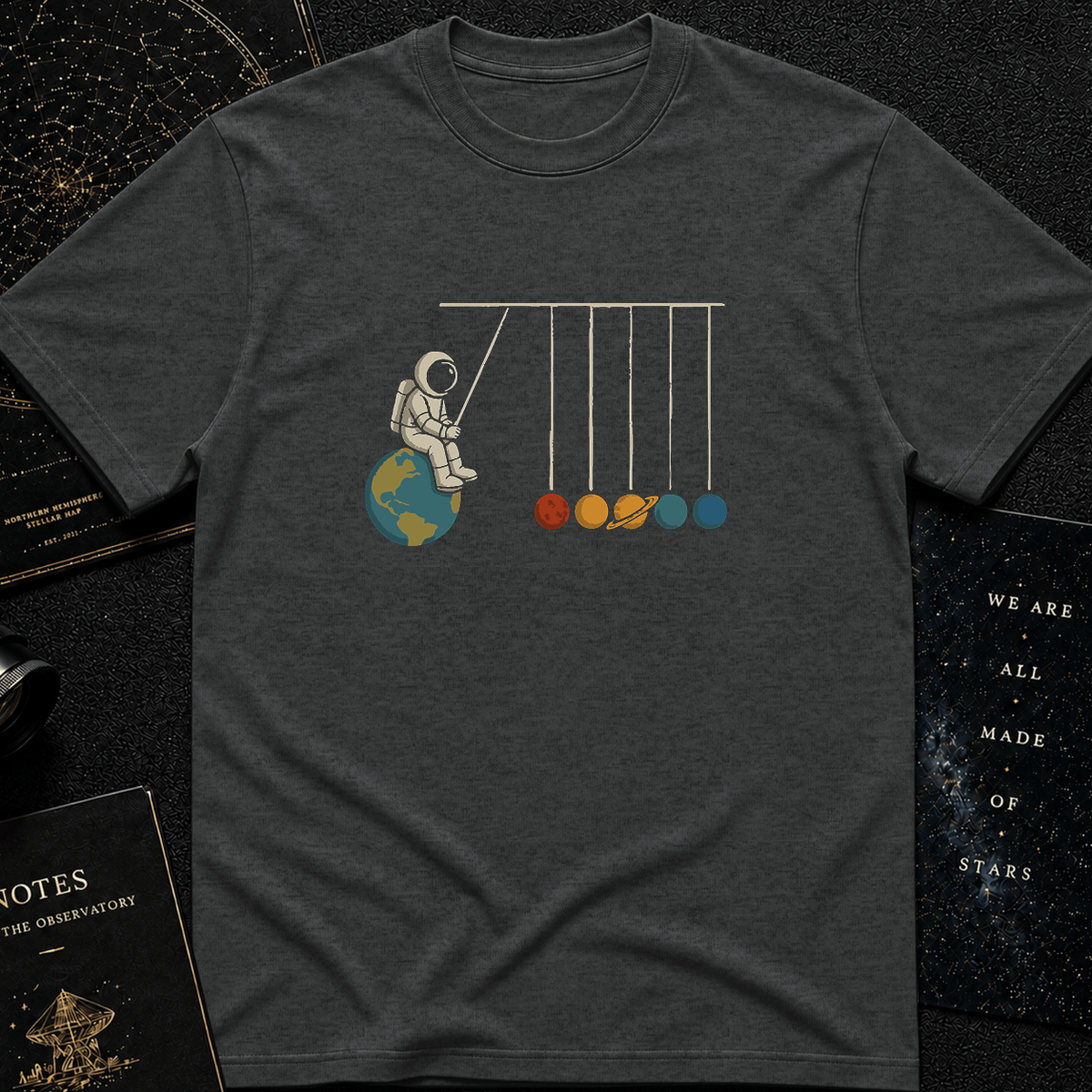 Newton's Space Cradle – Astronaut Planet Swing Tee