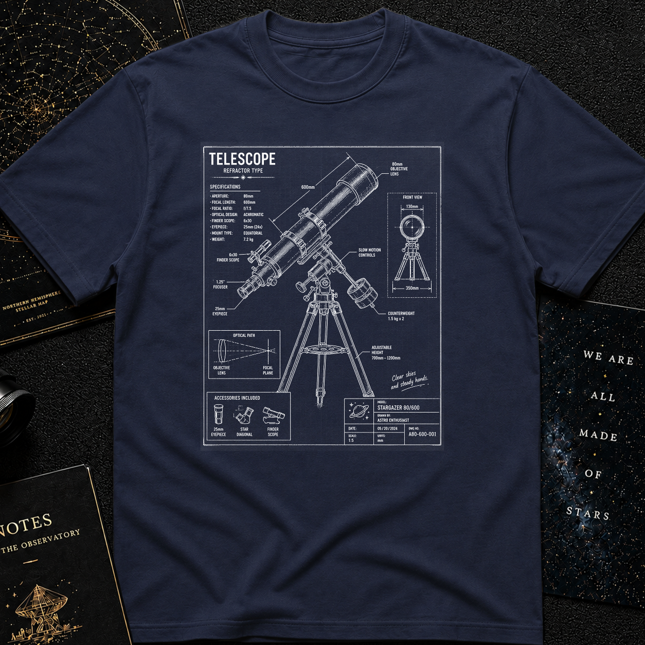 Telescope blue print T-Shirt