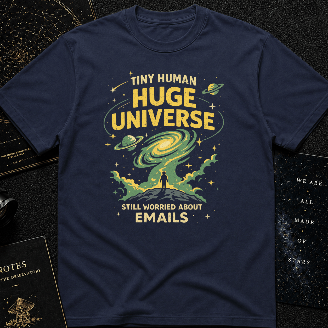 Tiny human huge universe t-shirt