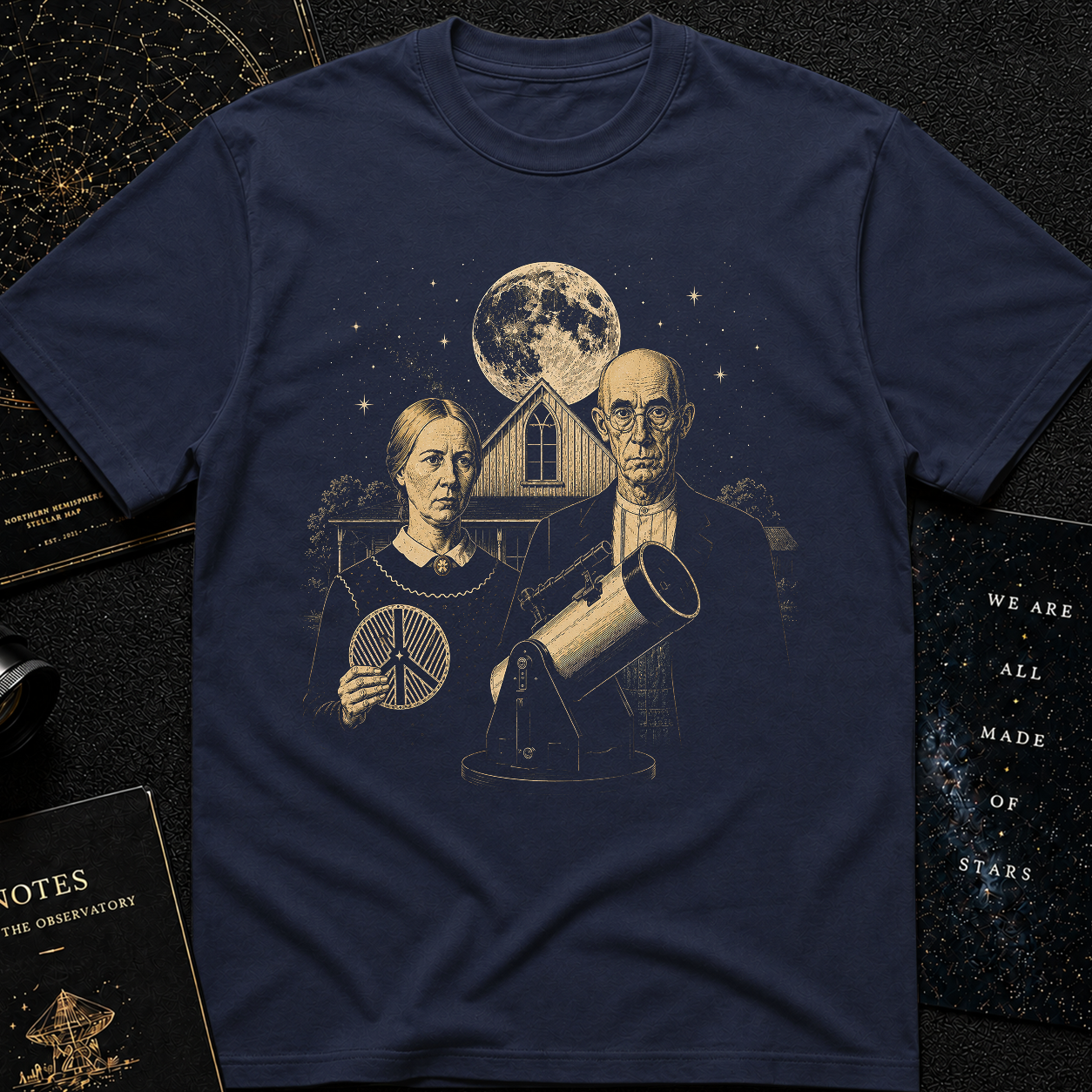 American Gothic Astronomers T-Shirt