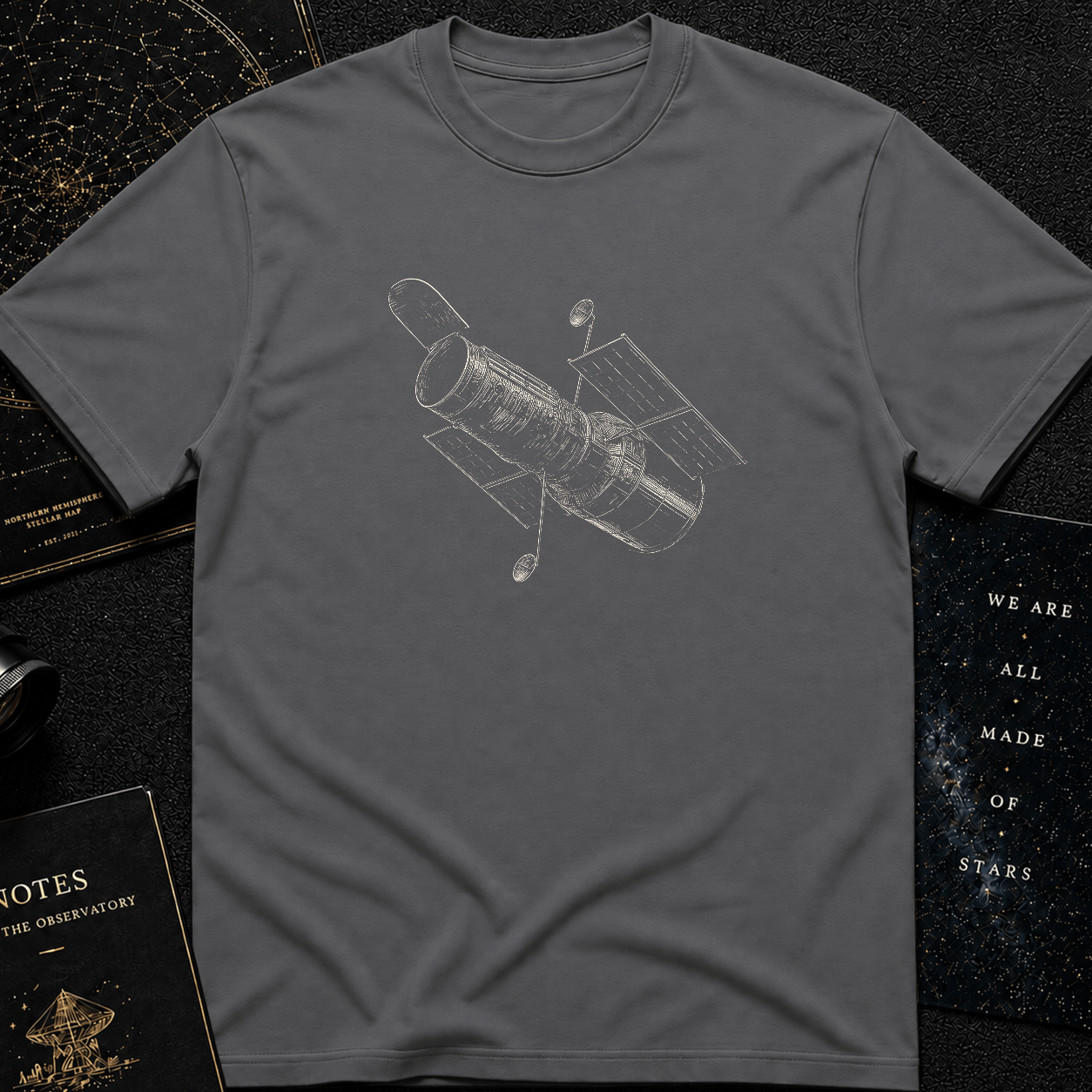Hubble Space Telescope T-Shirt – Minimalist Astronomy Tee for Stargazers & Space Enthusiasts