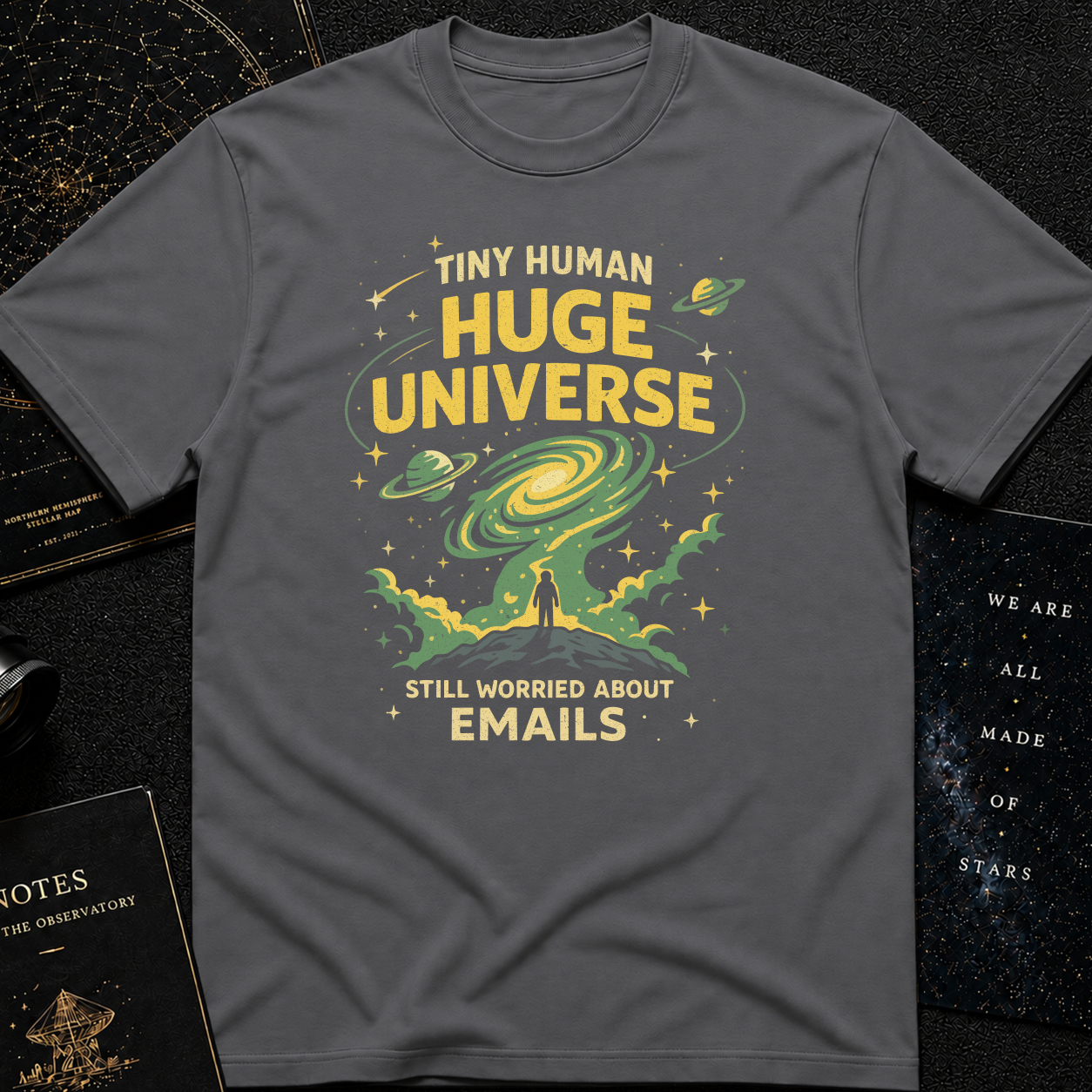 Tiny human huge universe t-shirt