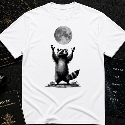 Moon Worship Raccoon T-Shirt – Funny Spiritual Animal Tee for Nature & Space Lovers