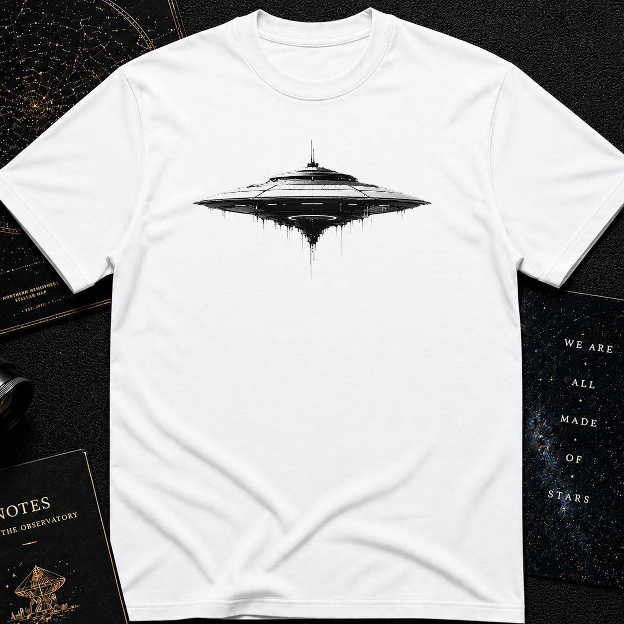 Futuristic UFO Spaceship T-Shirt – Sci-Fi Techwear Gift for Space Lovers